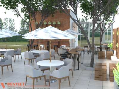 Thiết kế quán trà sữa sân vườn Royal Tea