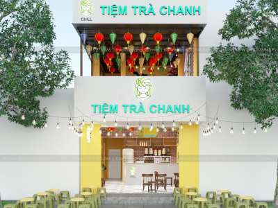 Thiết kế tiệm trà chanh 60m2