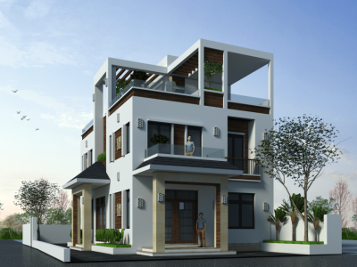 Thiết kế nhà phố 2 tầng 70m2 có lô gia thư giãn